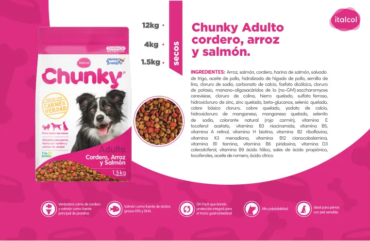 Chunky Adulto Cordero, Arroz y Salmón